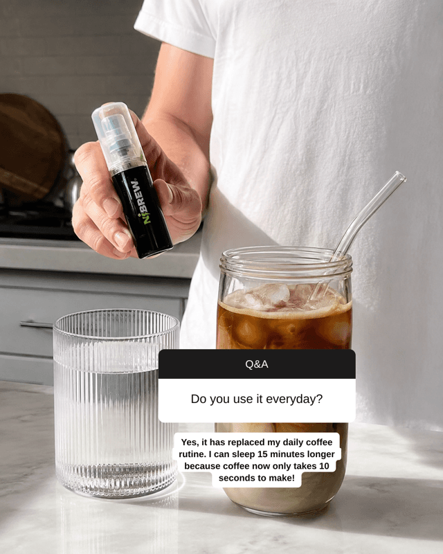 Illustrative Nibrew coffee concentrate daily routine Q&A creative made in VEKZT
