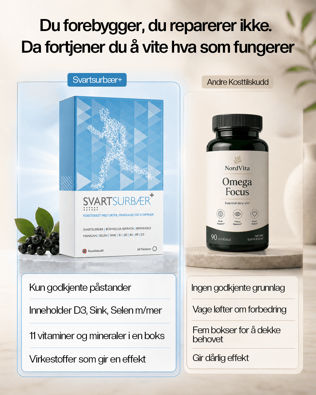 Illustrative Svartsurbær side-by-side product comparison creative made in VEKZT