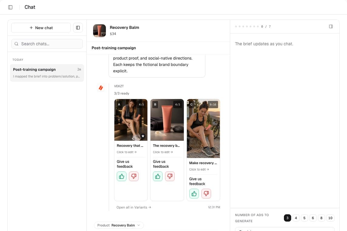 Creative strategy and workflow context in VEKZT